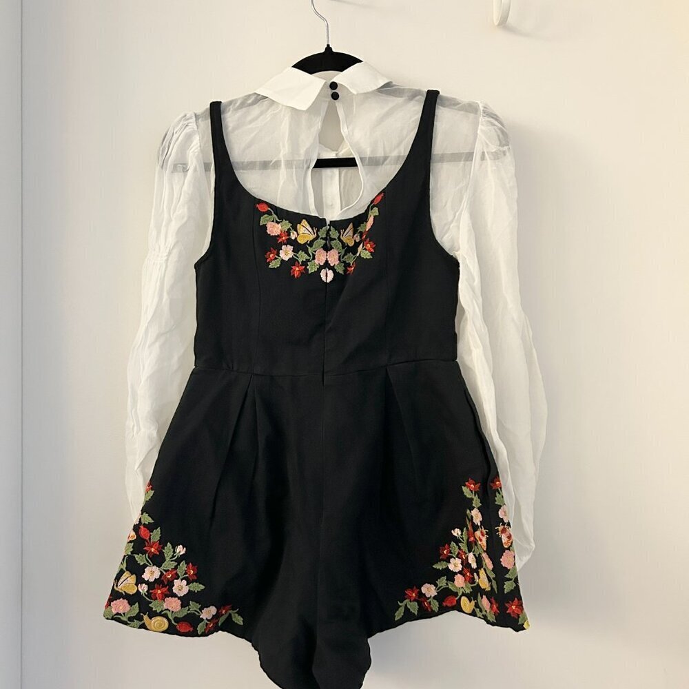 Anthropologie Maeve Long-Sleeve Embroidered Twofer Romper Size 2 NWT - Picture 9 of 15
